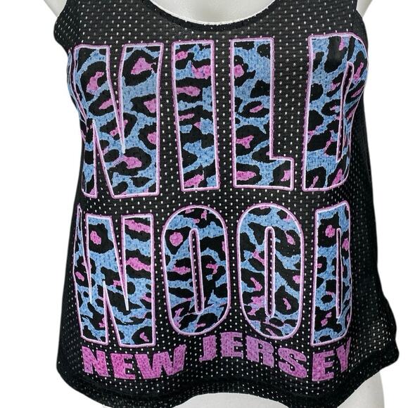 Wild Wood New Jersey Black Leopard Animal Print Graphic Eyelet Tank Top Size S - Picture 3 of 3